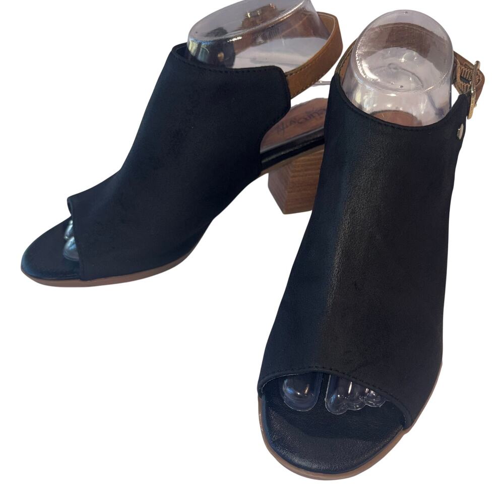Eurosoft Cidra Women's Black & Tan Peep Toe Slingback Sandals size 8 - Picture 9 of 10